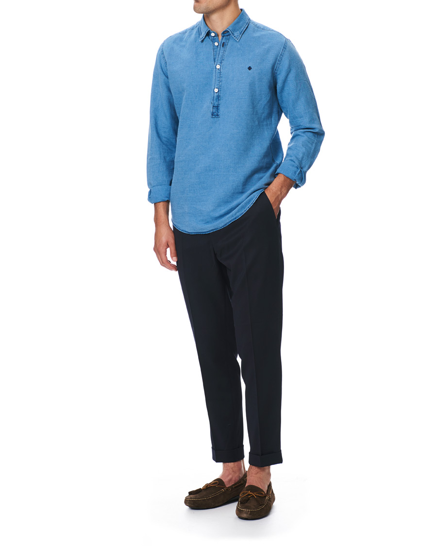 Herre | Skjorter | Morris | Harold Denim Button Under Popover Shirt Blue