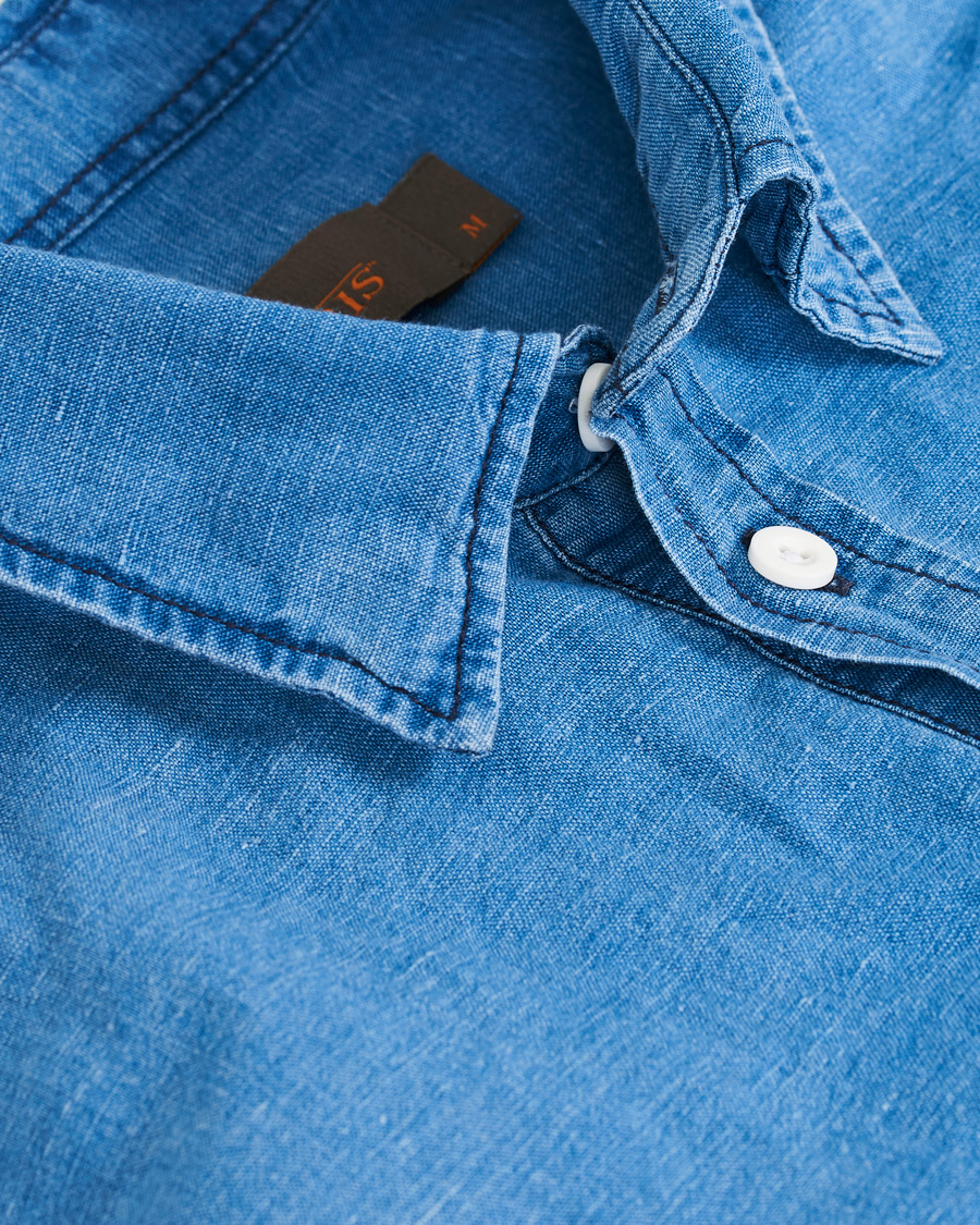 Herre | Skjorter | Morris | Harold Denim Button Under Popover Shirt Blue
