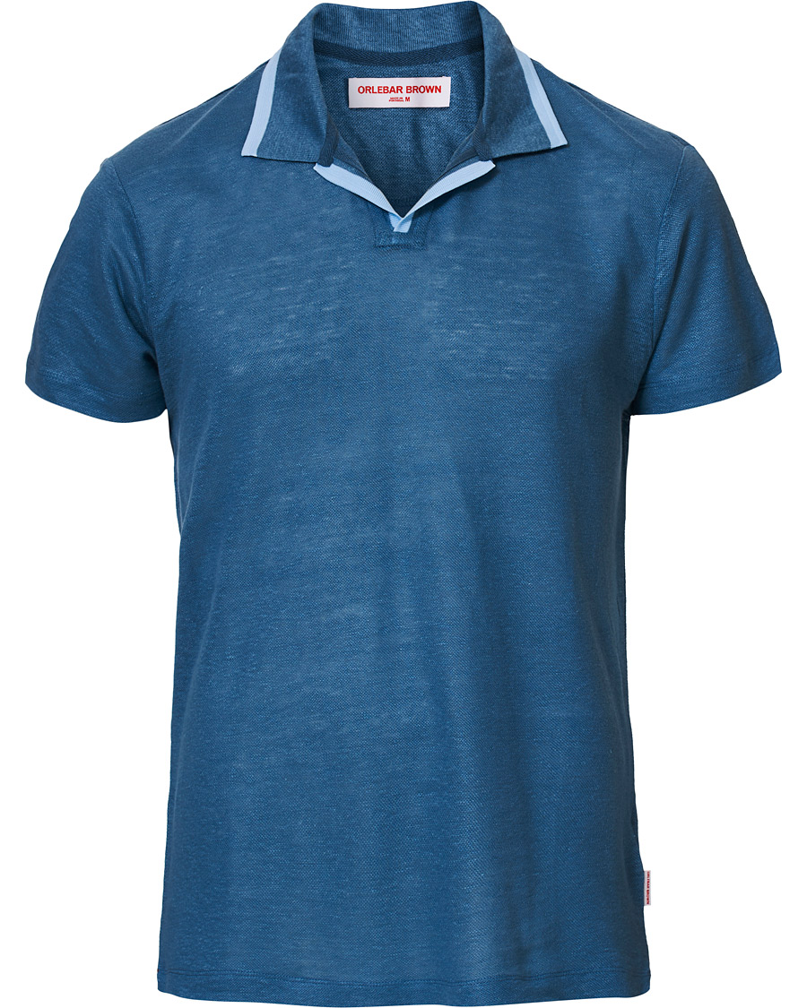 Herre | Pikéer | Orlebar Brown | Felix Linen Polo Blue Haze/Washed Indigo