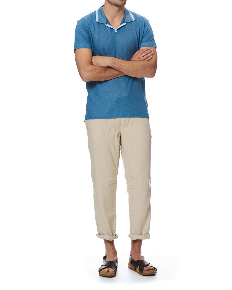 Herre | Pikéer | Orlebar Brown | Felix Linen Polo Blue Haze/Washed Indigo
