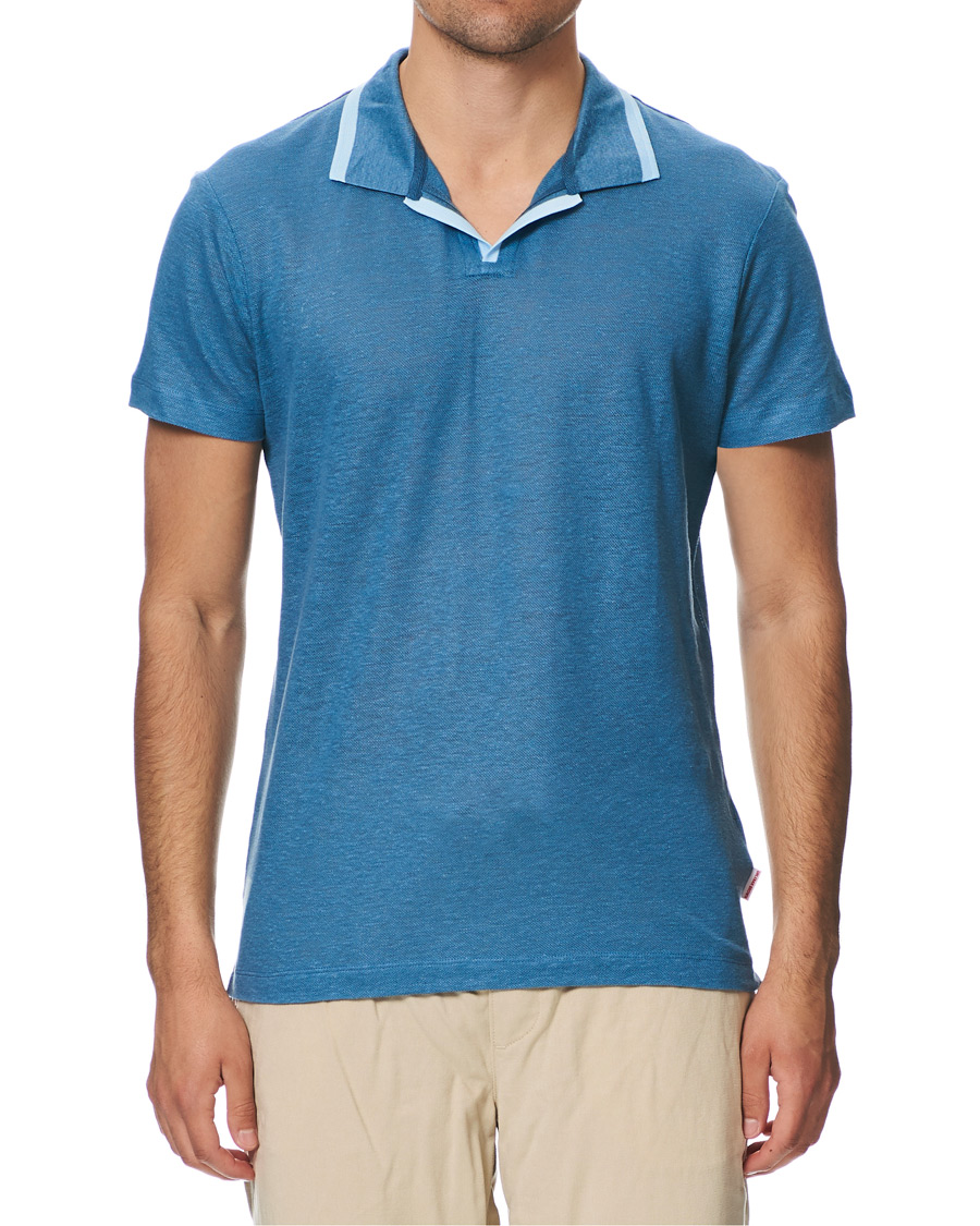 Herre | Pikéer | Orlebar Brown | Felix Linen Polo Blue Haze/Washed Indigo