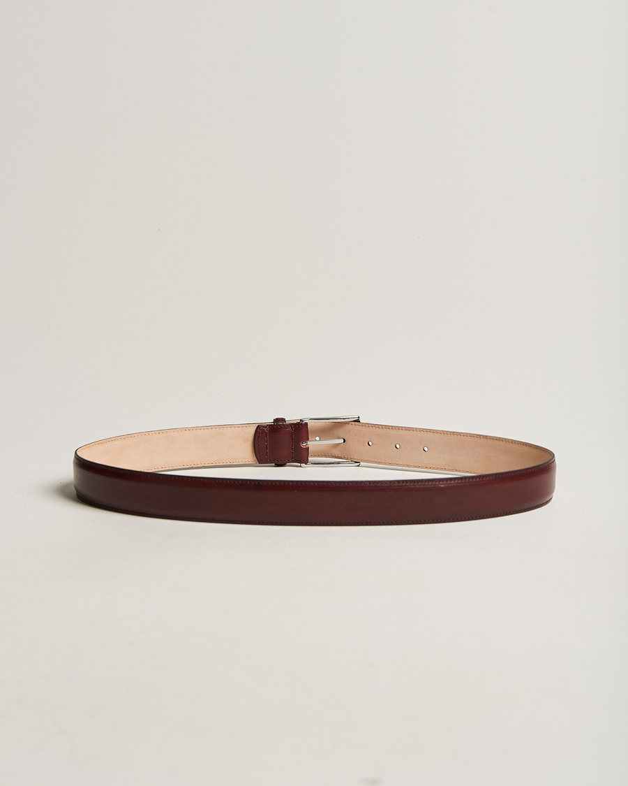 Herre | Loake 1880 Henry Leather Belt 3,3 cm Burgundy | Loake 1880 | Henry Leather Belt 3,3 cm Burgundy