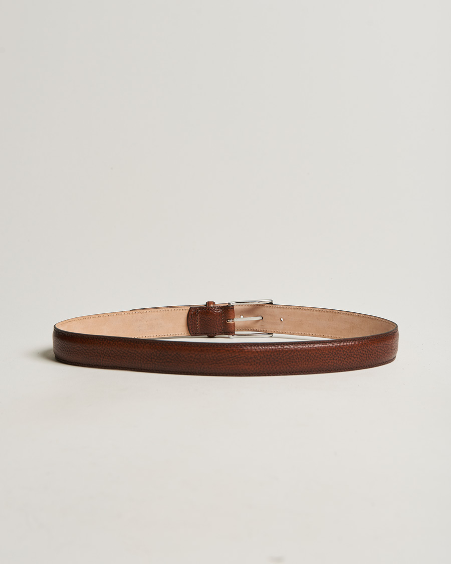 Herre | Belter | Loake 1880 | Henry Grained Leather Belt 3,3 cm Dark Brown
