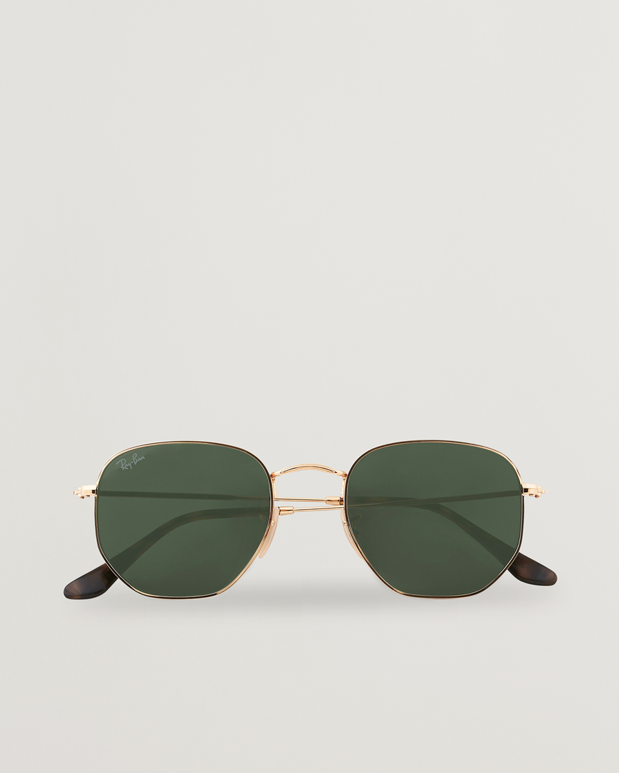 Herre | Firkantede solbriller | Ray-Ban | 0RB3548N Hexagonal Sunglasses Gold/Green