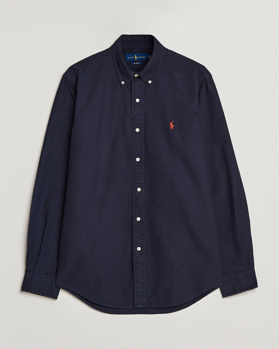 Herre | Skjorter | Polo Ralph Lauren | Custom Fit Garment Dyed Oxford Shirt Navy