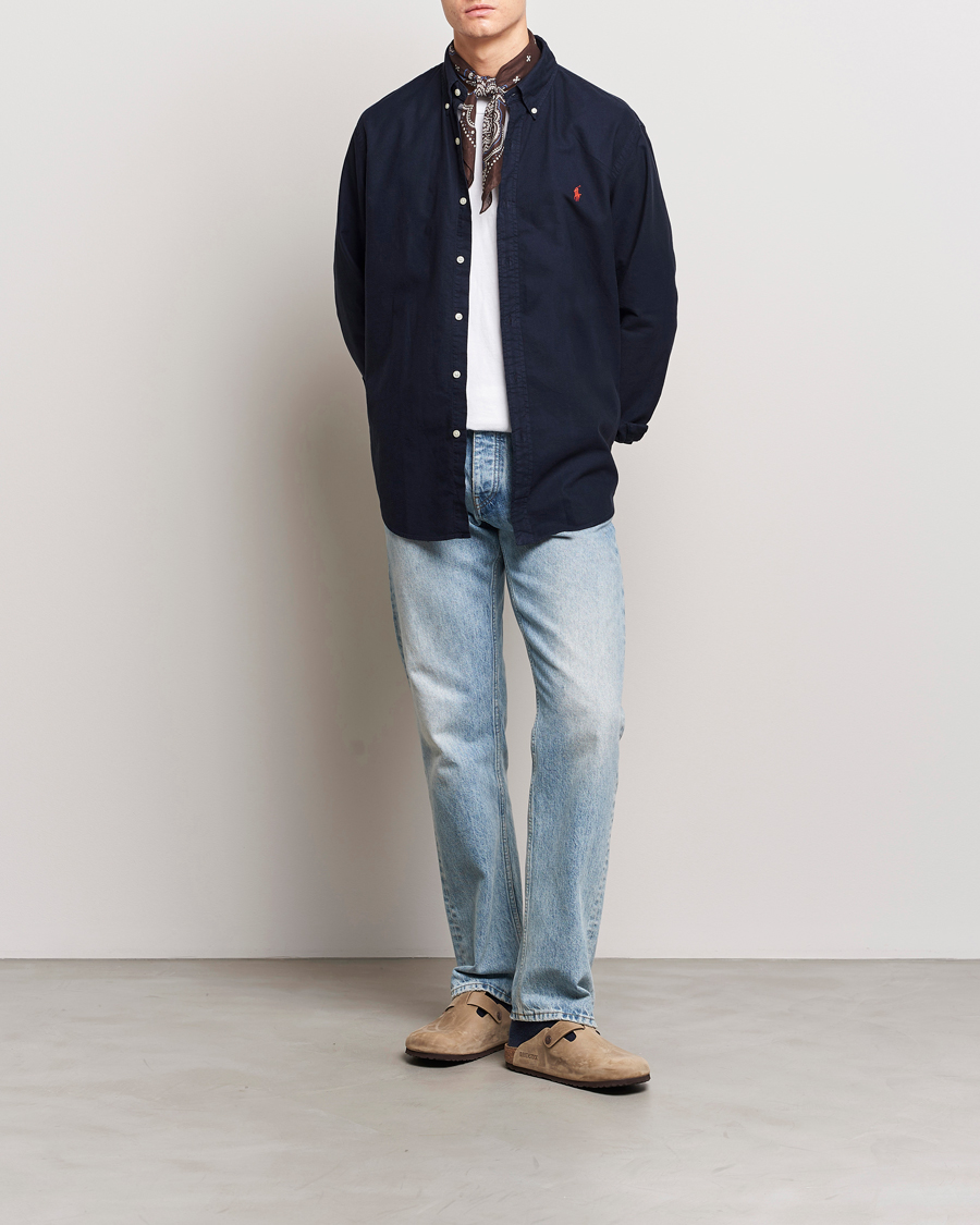 Herre | Skjorter | Polo Ralph Lauren | Custom Fit Garment Dyed Oxford Shirt Navy