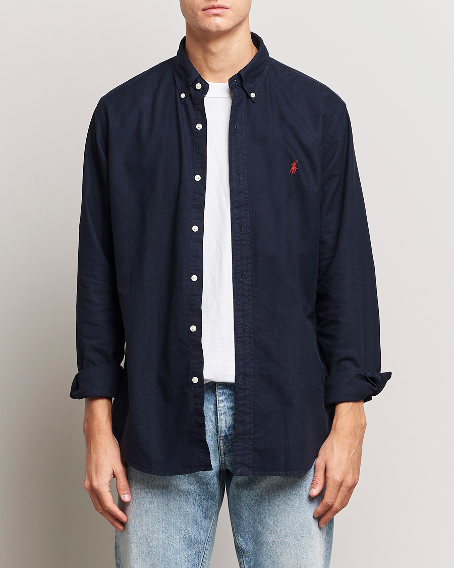 Herre | Skjorter | Polo Ralph Lauren | Custom Fit Garment Dyed Oxford Shirt Navy