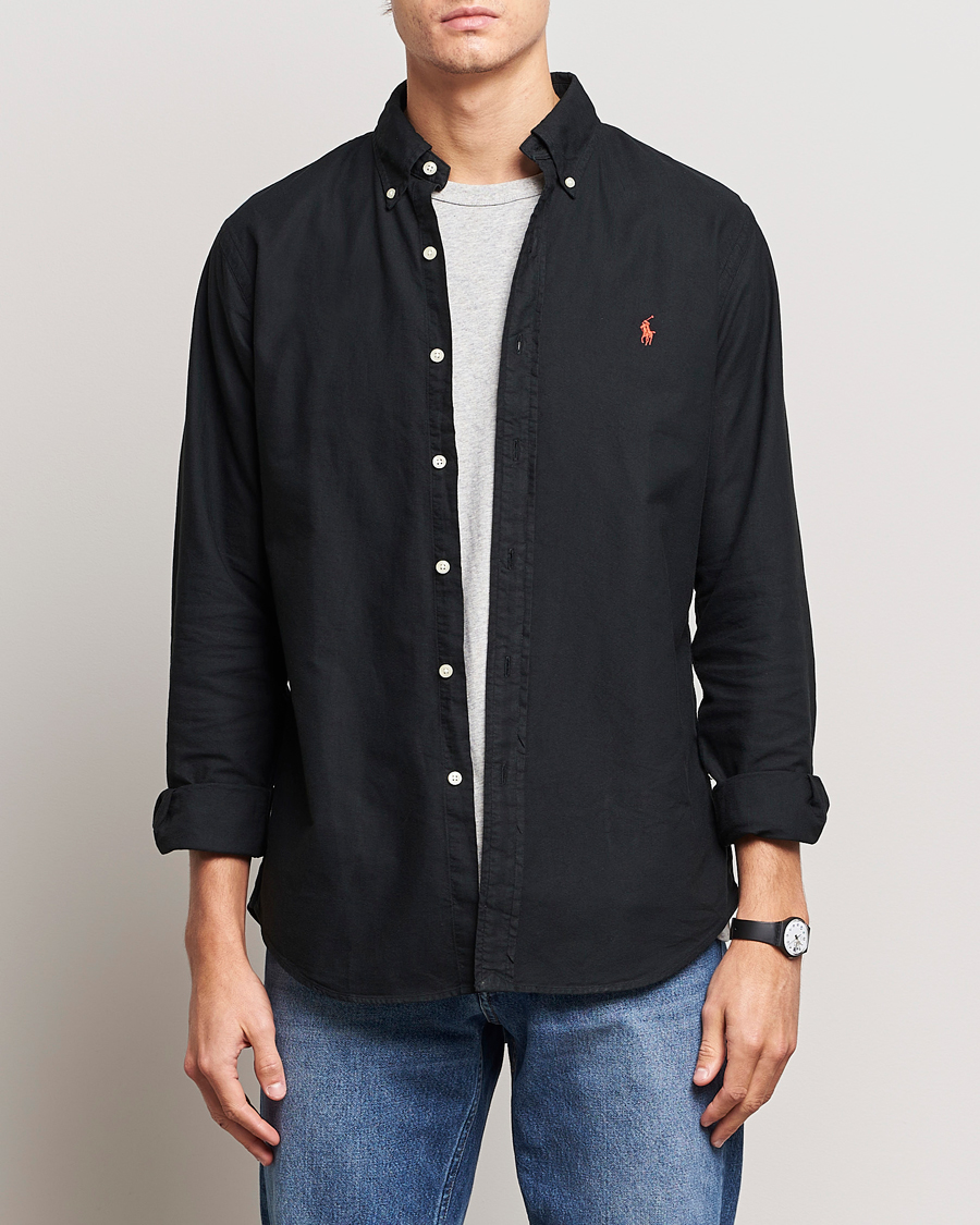 Herre | Oxfordskjorter | Polo Ralph Lauren | Custom Fit Garment Dyed Oxford Shirt Black