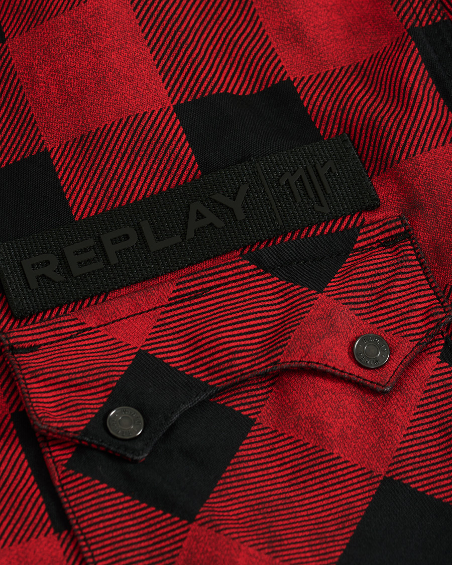 Herre | Skjorter | Replay | Neymar JR Check Full Zip Overshirt Black/Red