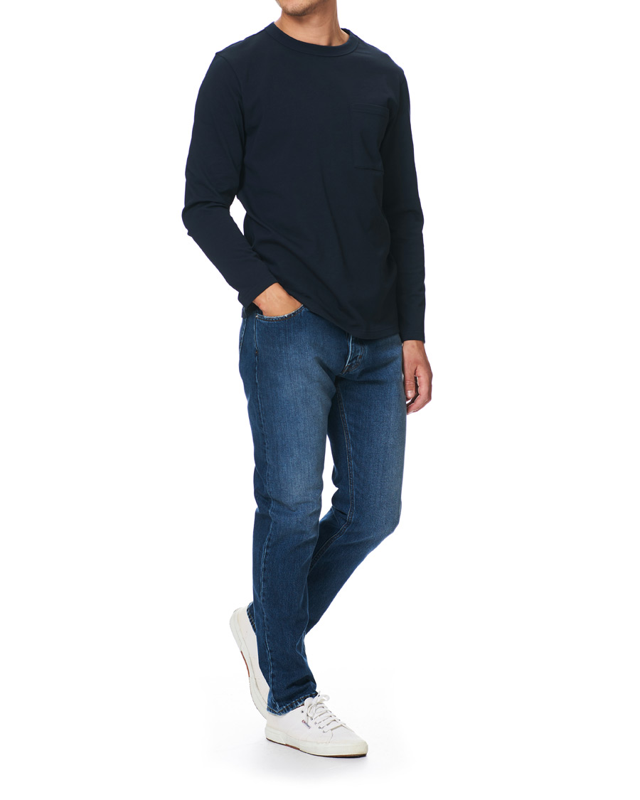Herre | T-Shirts | A Day's March | Heavy Long Sleeve Tee Navy