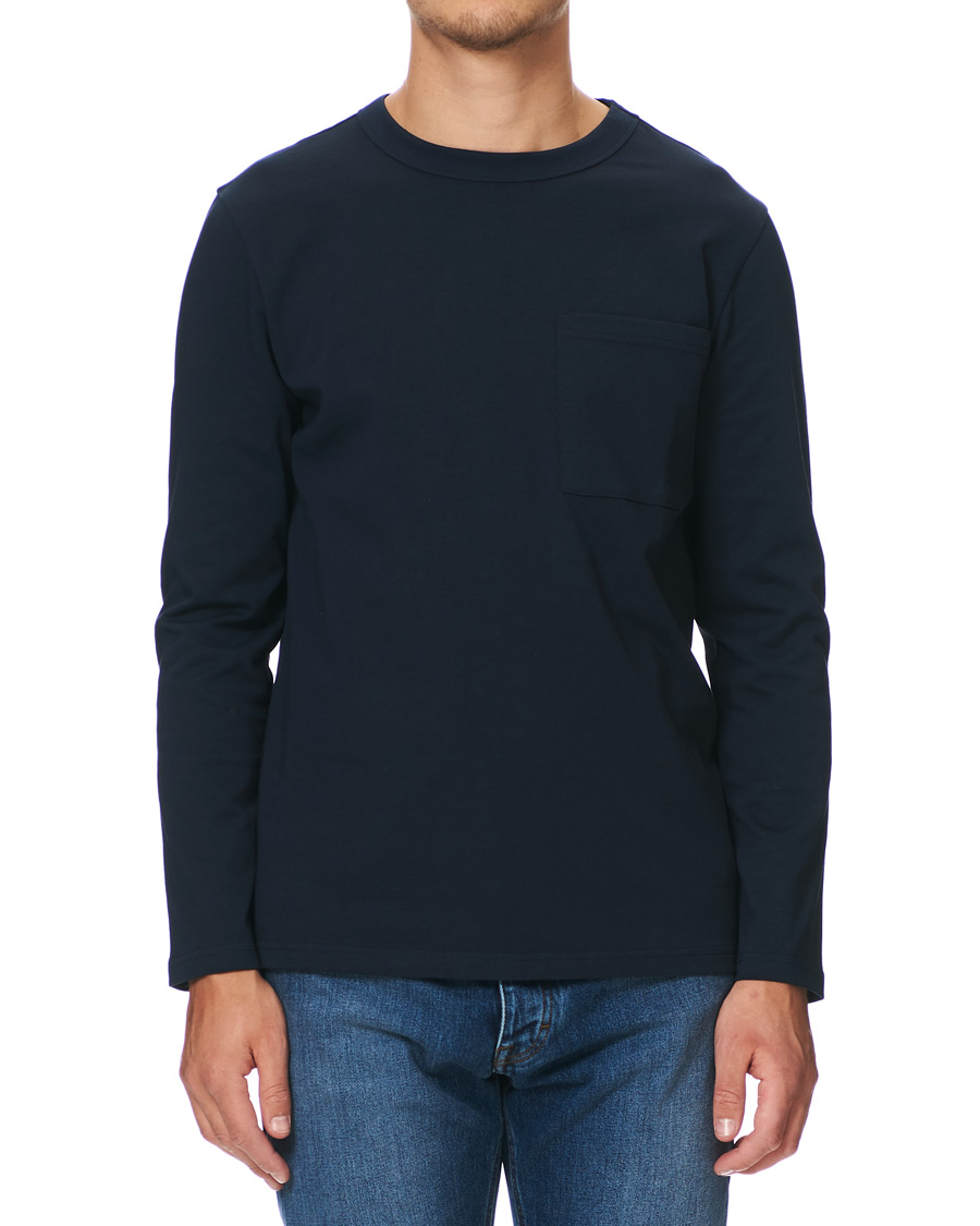 Herre | T-Shirts | A Day's March | Heavy Long Sleeve Tee Navy