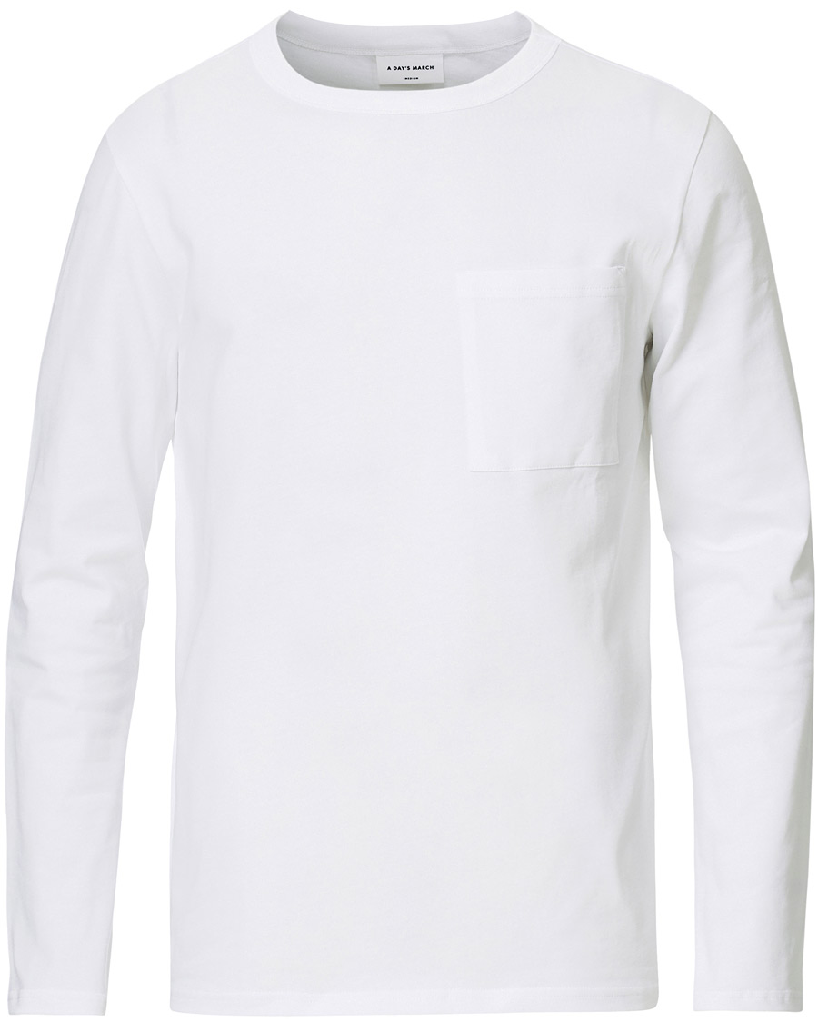 Herre | T-Shirts | A Day's March | Heavy Long Sleeve Tee White