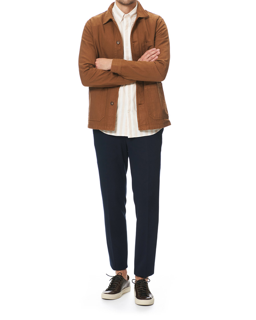 Herre | Skjorter | A Day's March | Original Herringbone Overshirt Trucker Brown L