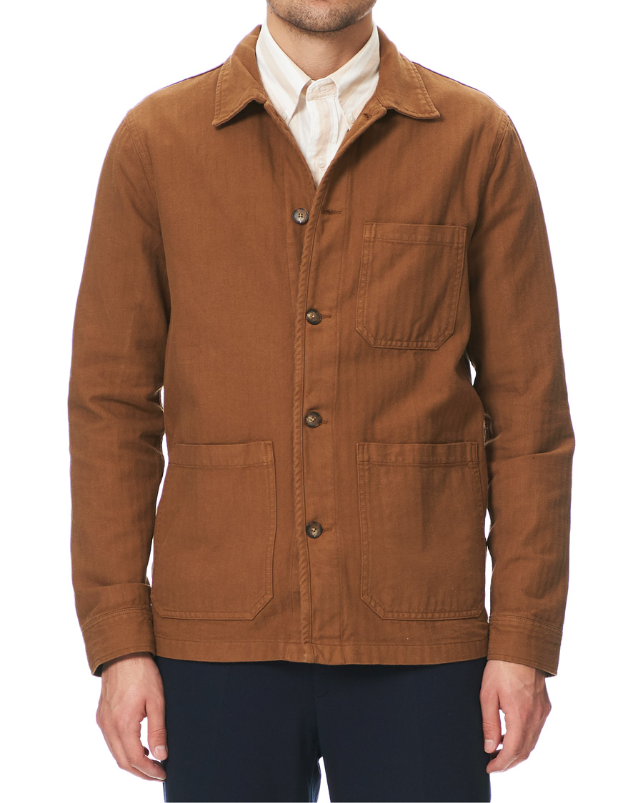 Herre | Skjorter | A Day's March | Original Herringbone Overshirt Trucker Brown L