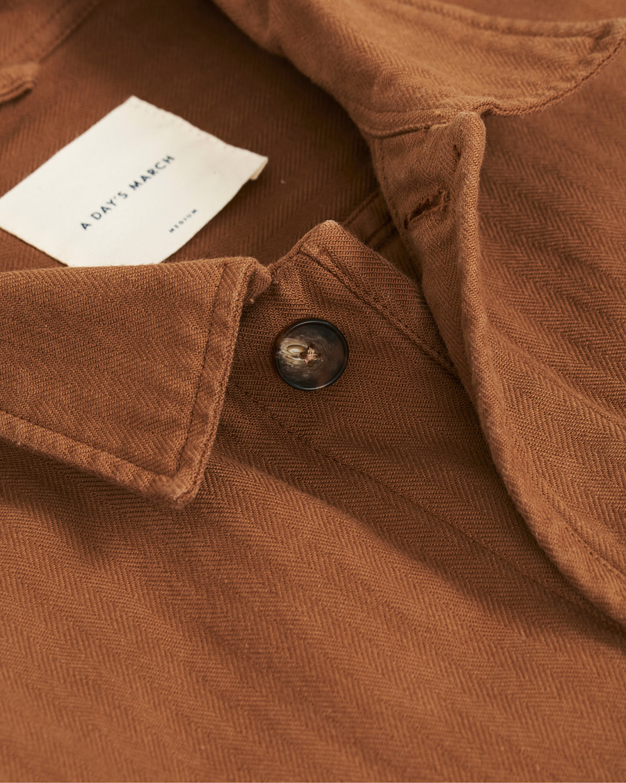Herre | Skjorter | A Day's March | Original Herringbone Overshirt Trucker Brown L