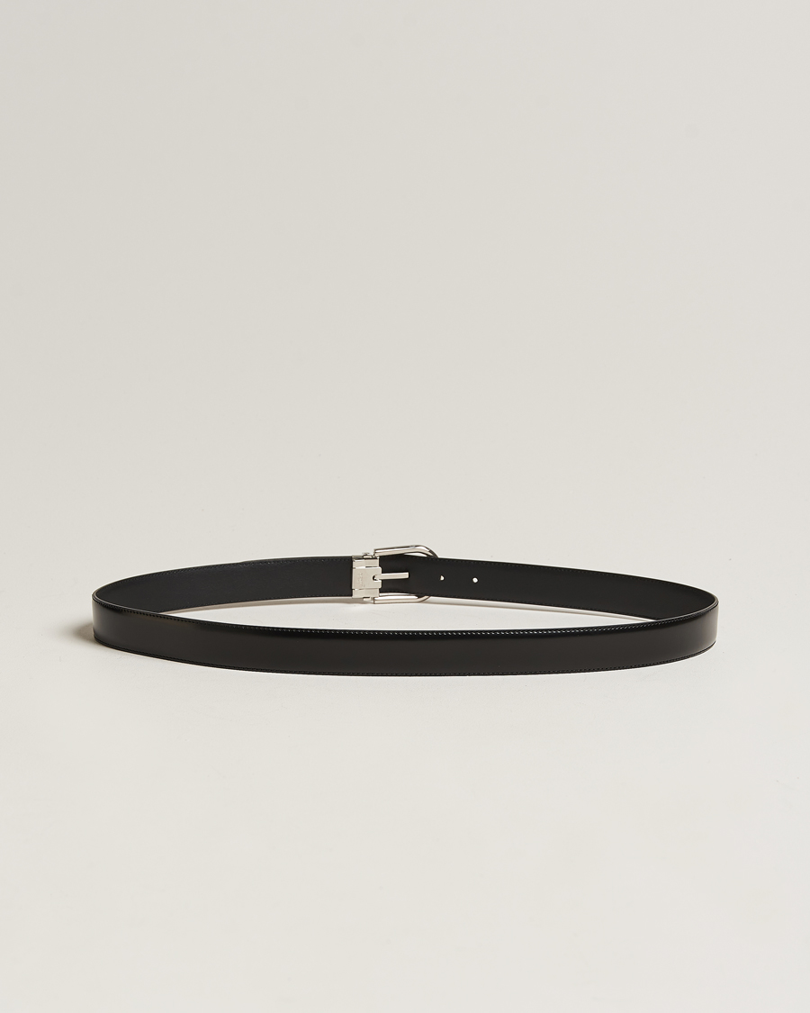 Herre | Montblanc Horseshoe Coated Buckle 30mm Leather Belt Black | Montblanc | Horseshoe Coated Buckle 30mm Leather Belt Black