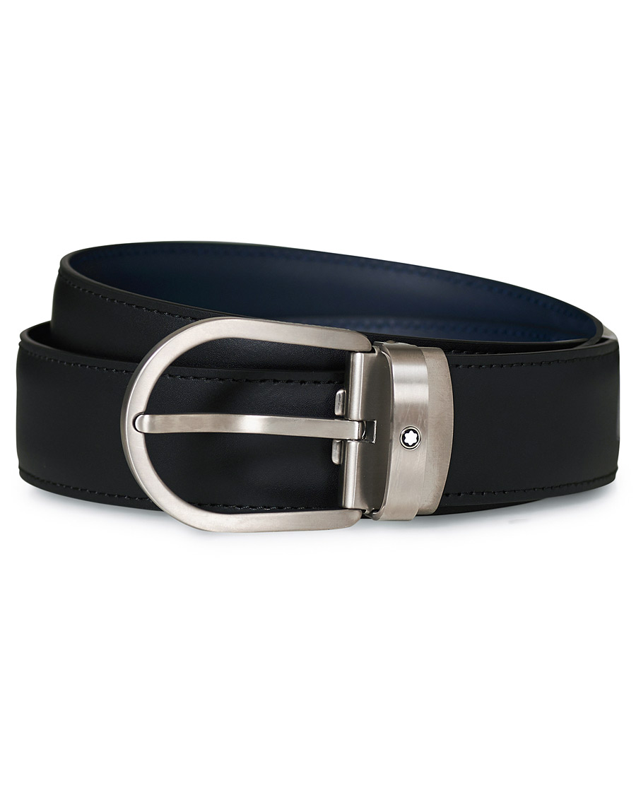 Herre |  | Montblanc | Matt Buckle Reversible 32mm Leather Belt Black/Blue
