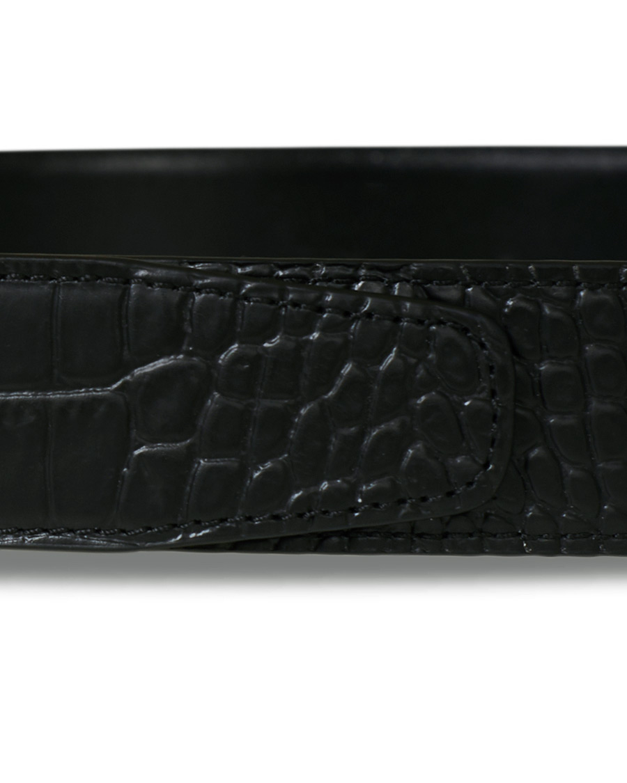 Herre | Montblanc Square Buckle Alligator Printed 35mm Leather Belt Black | Montblanc | Square Buckle Alligator Printed 35mm Leather Belt Black