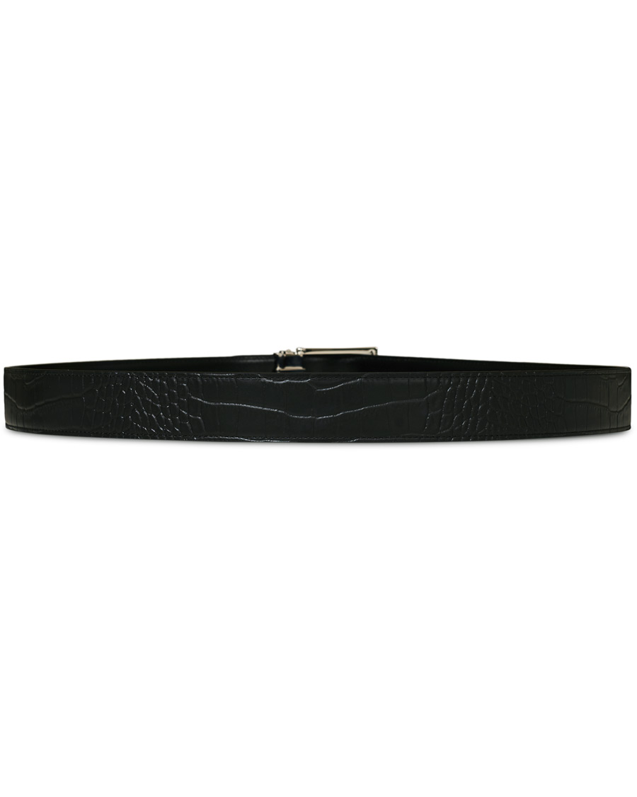 Herre | Montblanc Square Buckle Alligator Printed 35mm Leather Belt Black | Montblanc | Square Buckle Alligator Printed 35mm Leather Belt Black