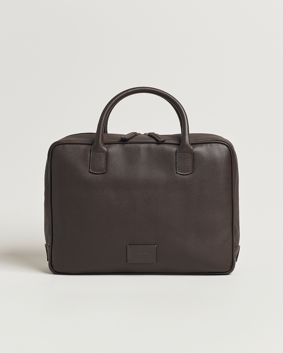 Herre | Vesker | Anderson's | Full Grain Leather Briefcase Dark Brown
