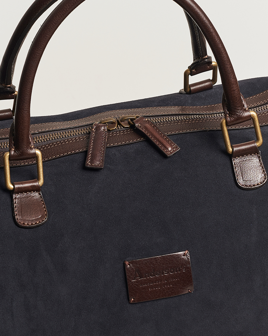Herre | Vesker | Anderson's | Boston Suede Weekendbag Navy/Brown
