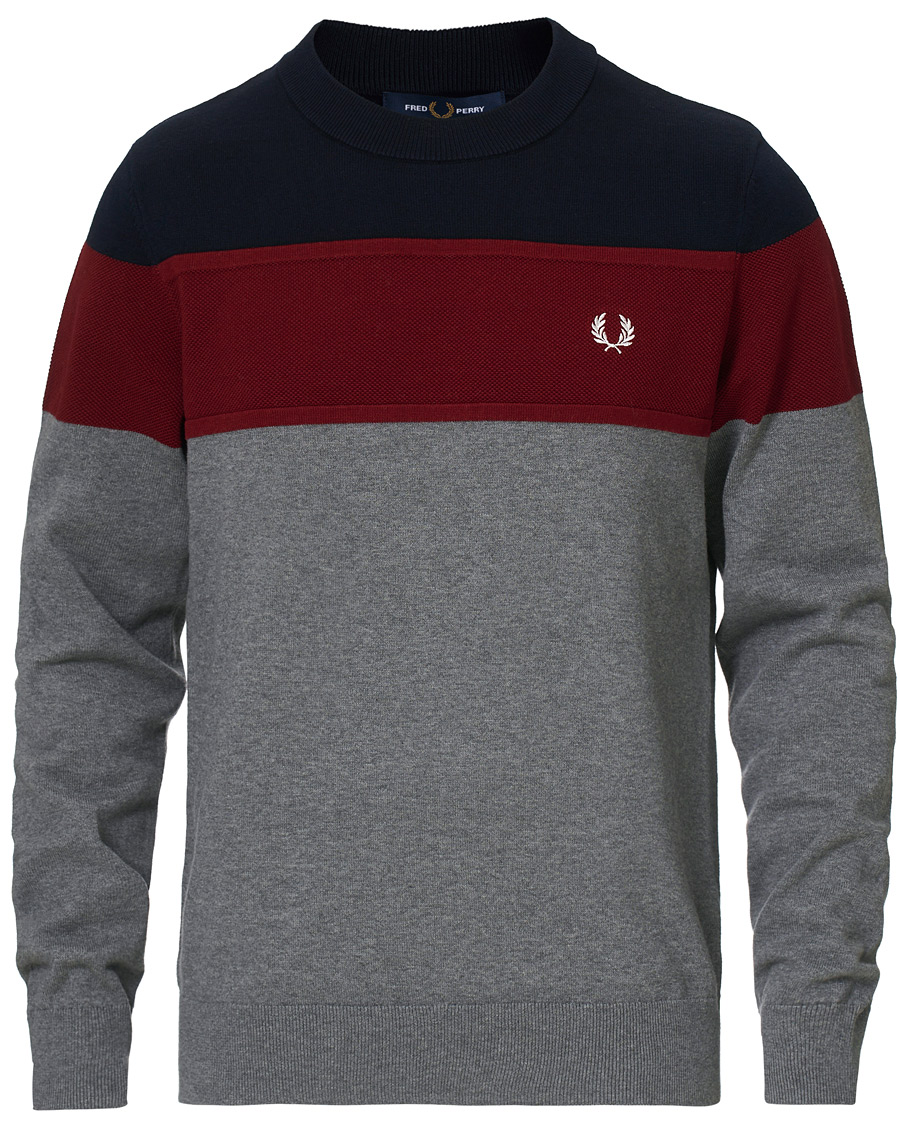 Herre | Gensere | Fred Perry | Panelled Jumper Steel Marl L