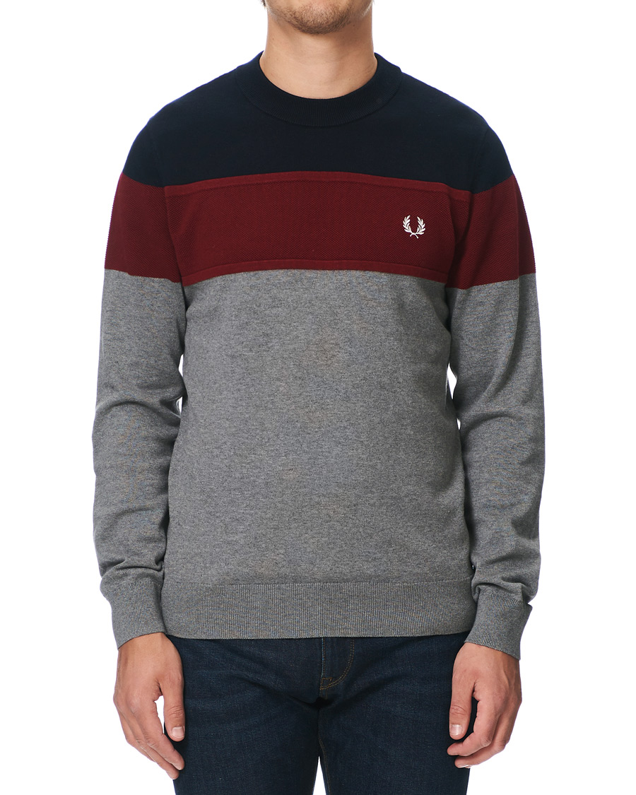 Herre | Gensere | Fred Perry | Panelled Jumper Steel Marl L