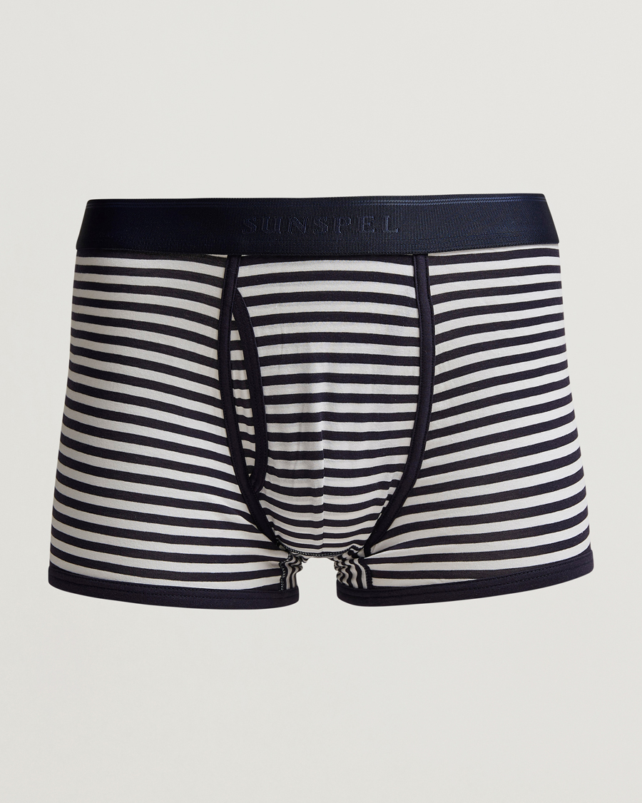 Herre | Undertøy | Sunspel | Superfine Two Button Cotton Navy/White