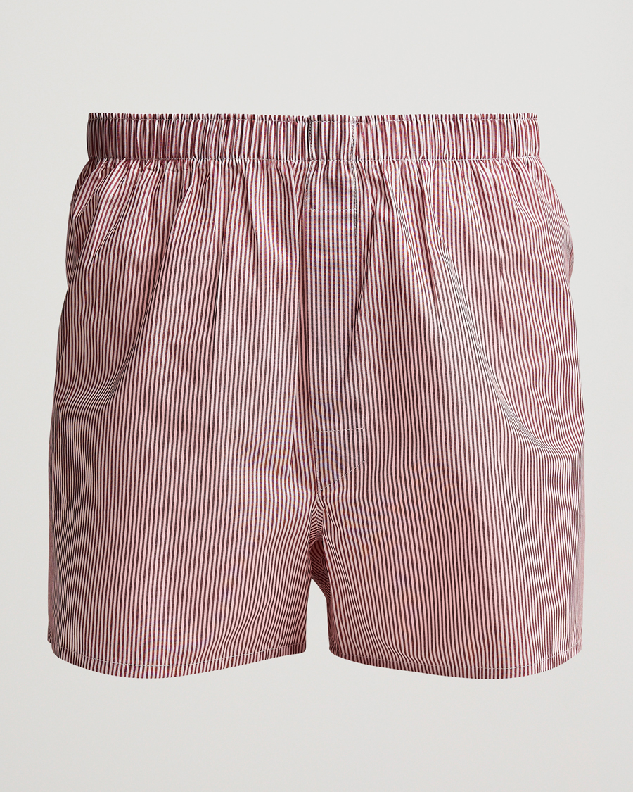 Herre |  | Sunspel | Classic Woven Cotton Boxer Shorts Red/White