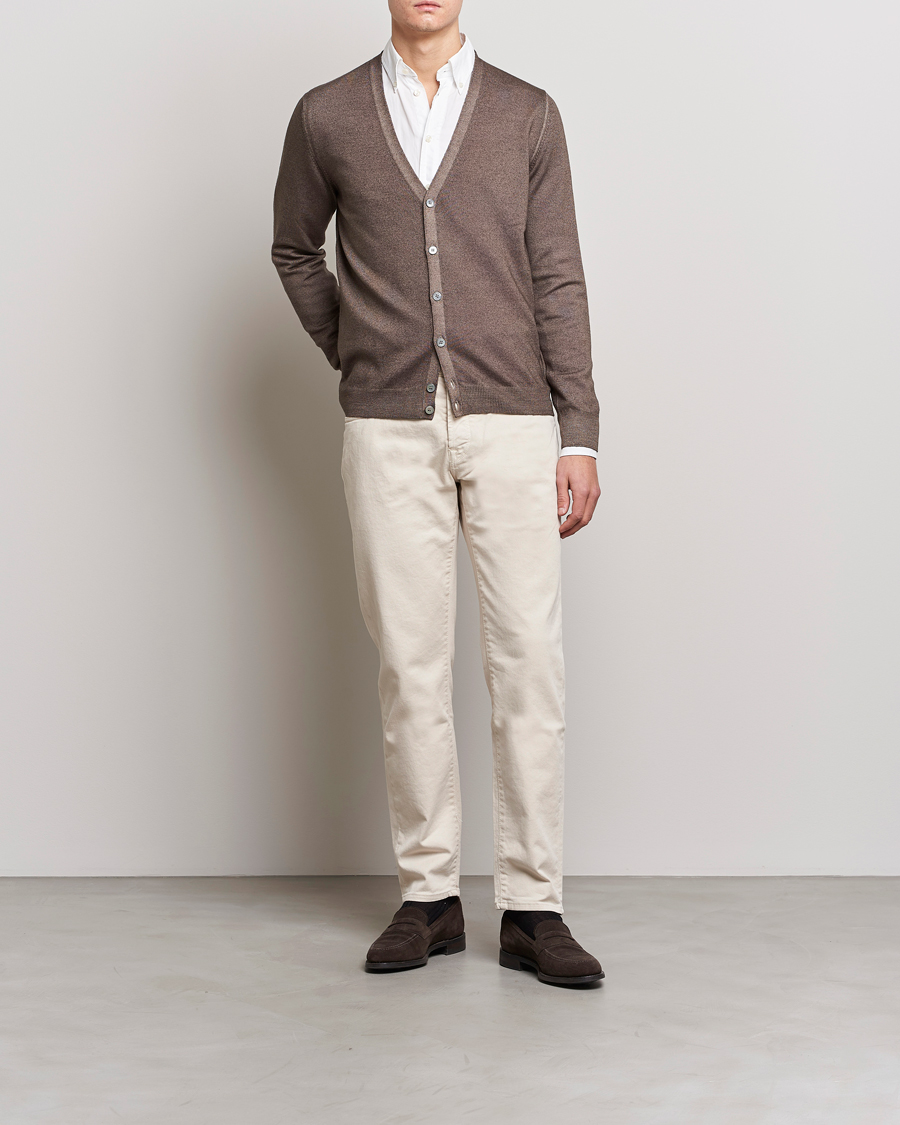 Herre | Gensere | Gran Sasso | Vintage Merino Fashion Fit Cardigan Beige