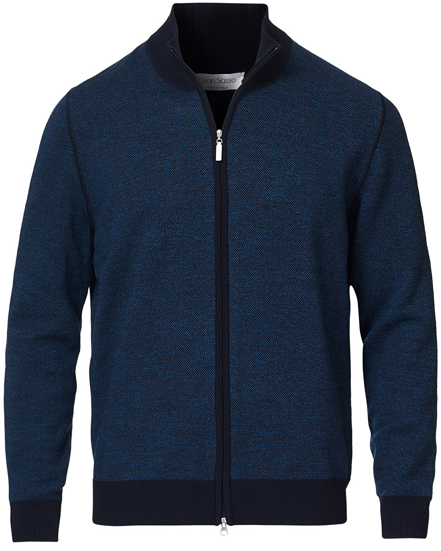 Herre | Gensere | Gran Sasso | Merino Fashion Fit Full Zip Blue/Blue