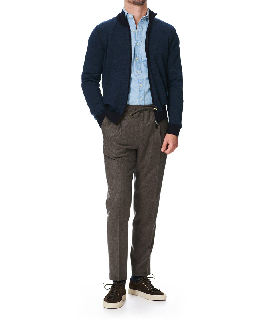 Herre | Gensere | Gran Sasso | Merino Fashion Fit Full Zip Blue/Blue