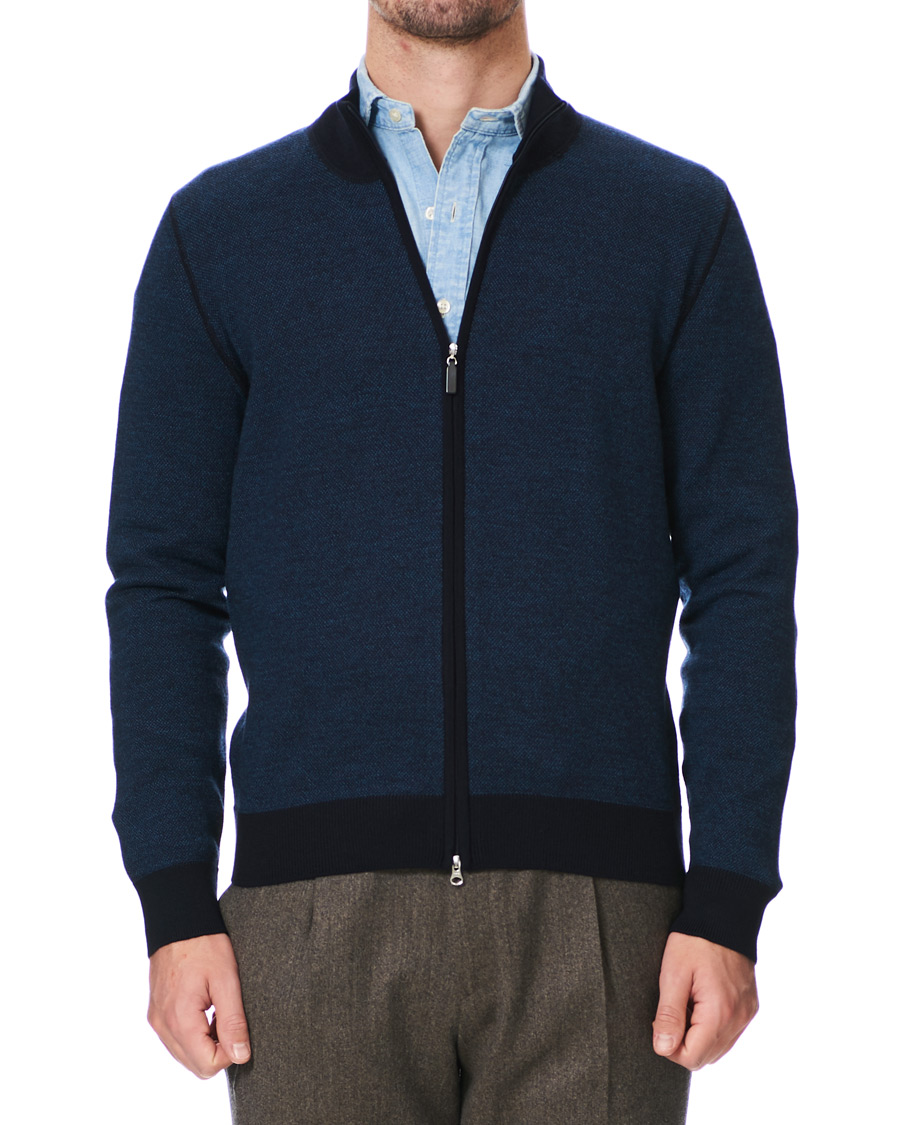 Herre | Gensere | Gran Sasso | Merino Fashion Fit Full Zip Blue/Blue