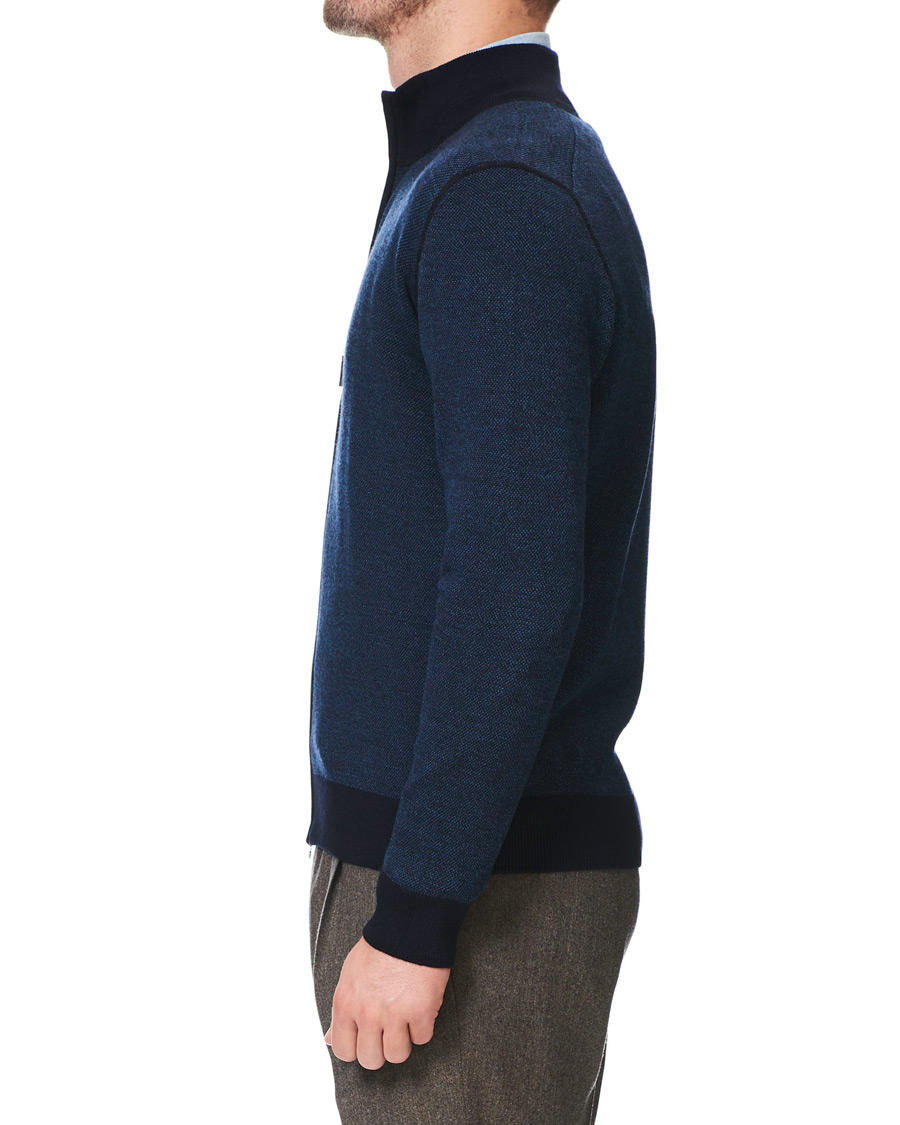 Herre | Gensere | Gran Sasso | Merino Fashion Fit Full Zip Blue/Blue
