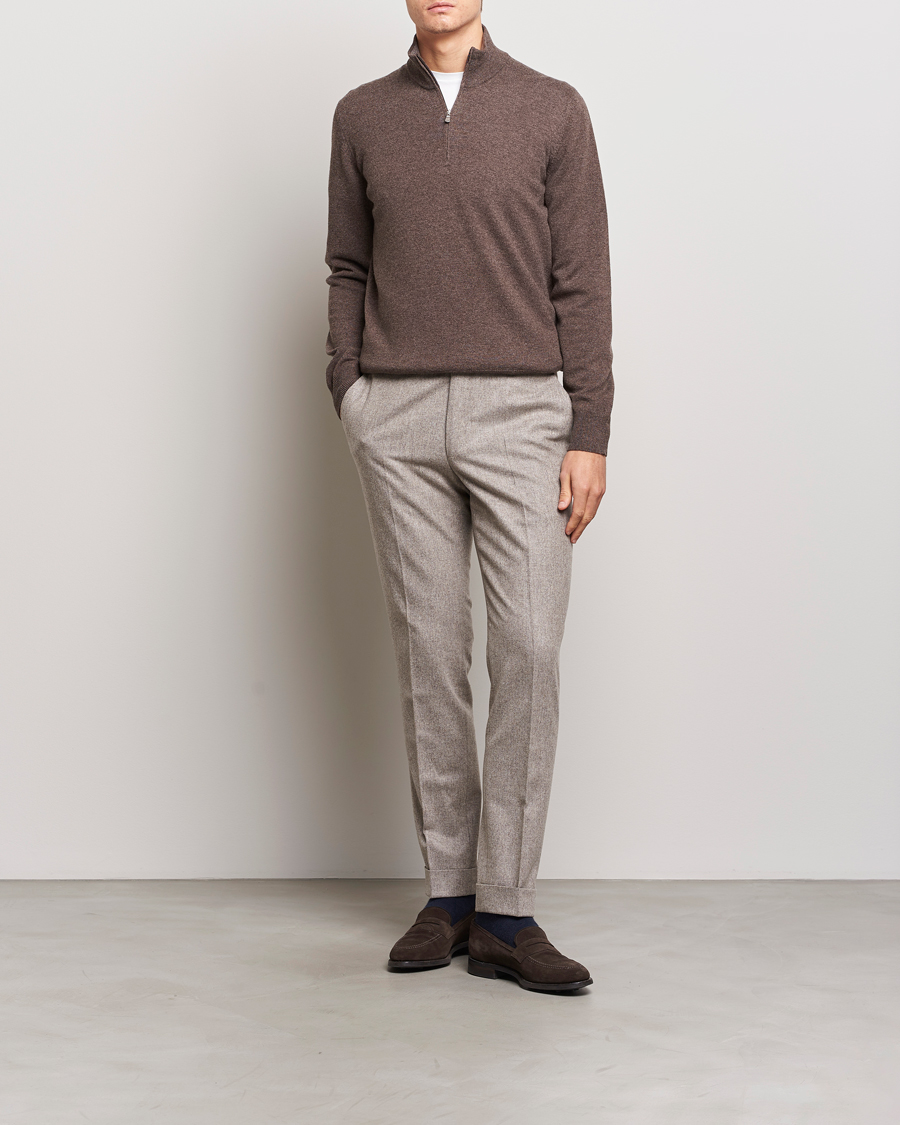 Herre | Gensere | Gran Sasso | Wool/Cashmere Half Zip Brown