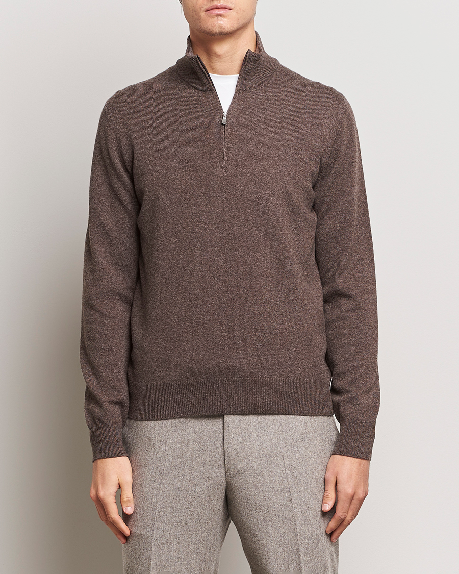 Herre | Gensere | Gran Sasso | Wool/Cashmere Half Zip Brown