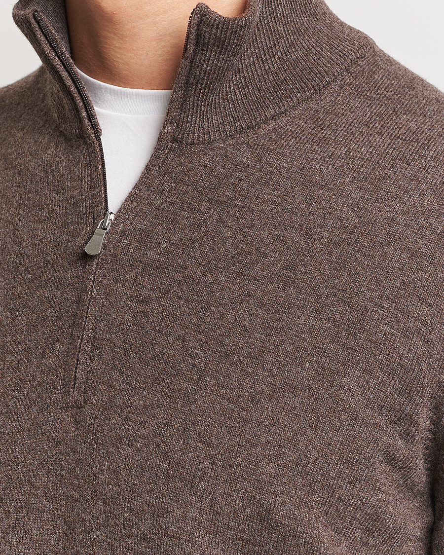 Herre | Gensere | Gran Sasso | Wool/Cashmere Half Zip Brown
