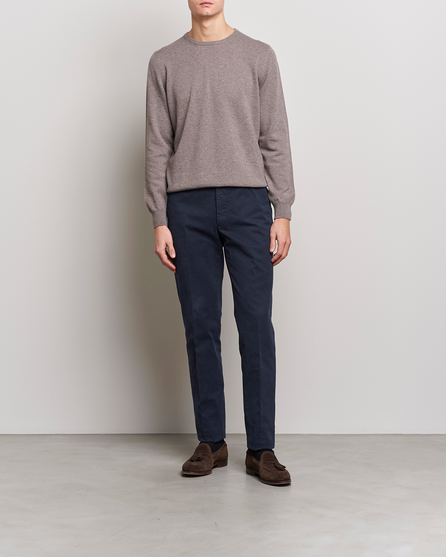 Herre | Gensere | Gran Sasso | Wool/Cashmere Crew Neck Mud Brown