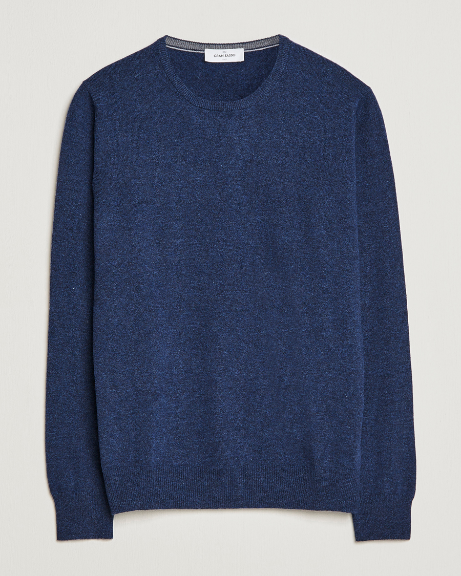 Herre | Gensere | Gran Sasso | Wool/Cashmere Crew Neck Navy Melange