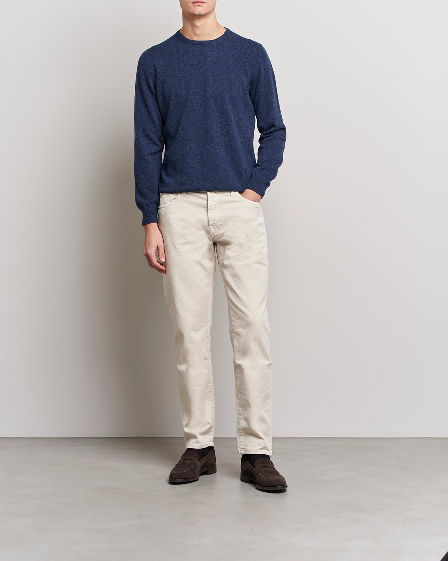 Herre | Gensere | Gran Sasso | Wool/Cashmere Crew Neck Navy Melange
