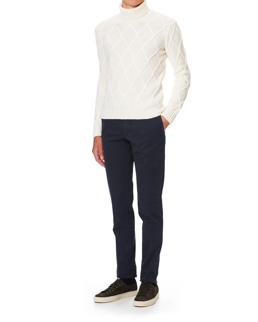 Herre | Gensere | Gran Sasso | Cable Knitted Heavy Wool Rollneck Off White