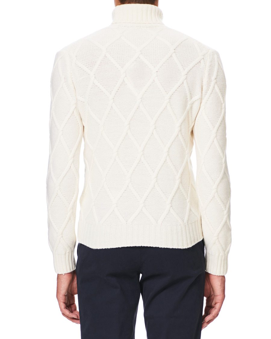 Herre | Gensere | Gran Sasso | Cable Knitted Heavy Wool Rollneck Off White