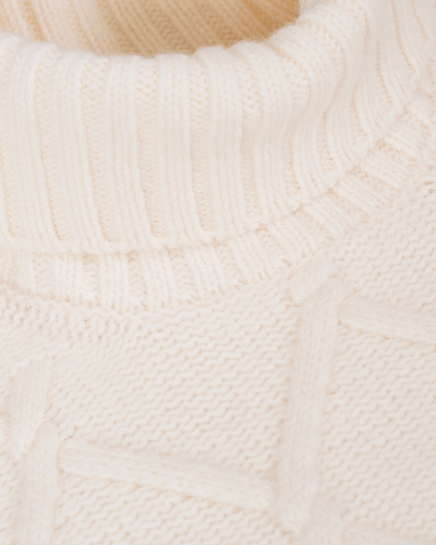 Herre | Gensere | Gran Sasso | Cable Knitted Heavy Wool Rollneck Off White