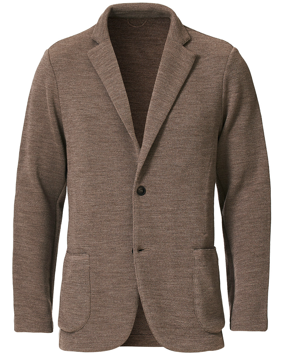 Herre | Dressjakker | Gran Sasso | Travel Wool Knitted Blazer Beige