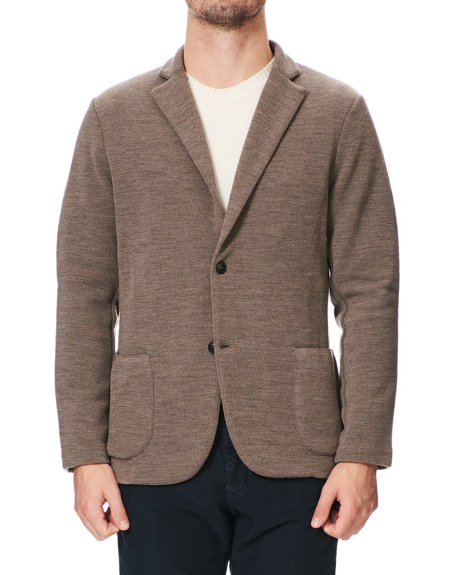 Herre | Dressjakker | Gran Sasso | Travel Wool Knitted Blazer Beige