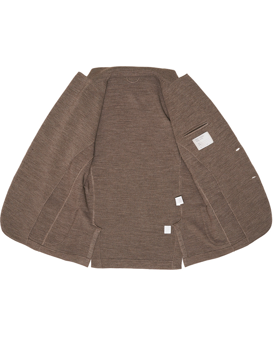 Herre | Dressjakker | Gran Sasso | Travel Wool Knitted Blazer Beige