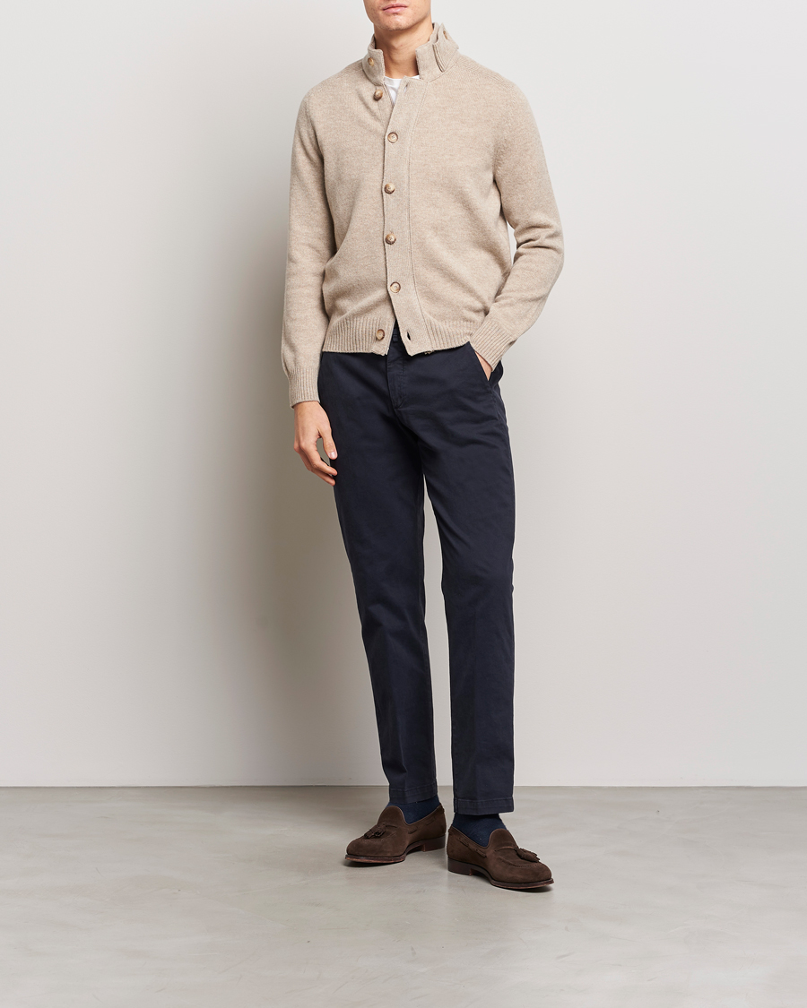 Herre | Gensere | Gran Sasso | Heavy Wool Cardigan Taupe Melange