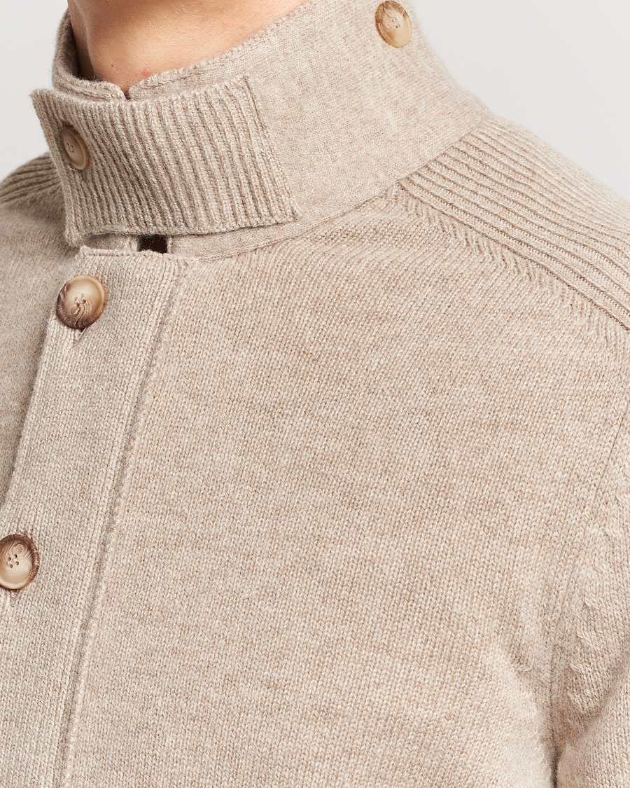 Herre | Gensere | Gran Sasso | Heavy Wool Cardigan Taupe Melange