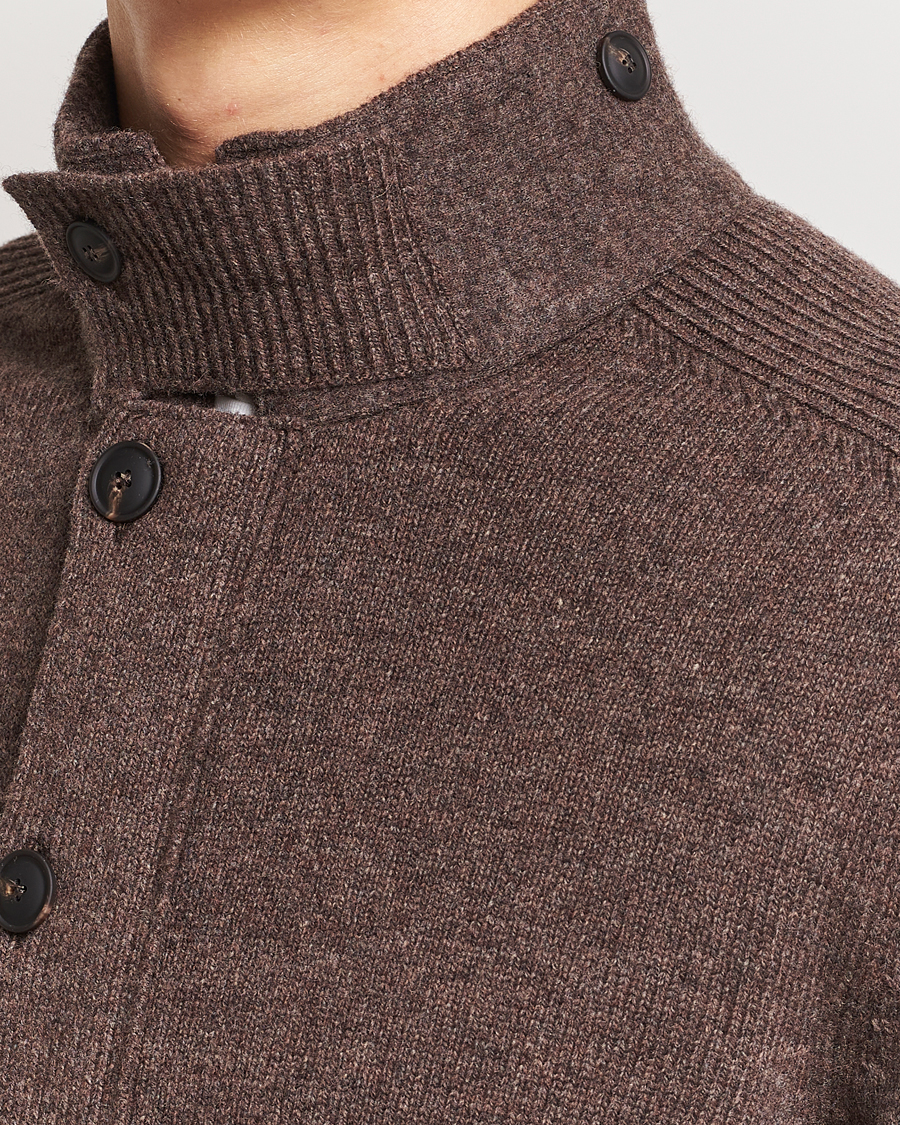 Herre | Gensere | Gran Sasso | Heavy Wool Cardigan Brown Melange
