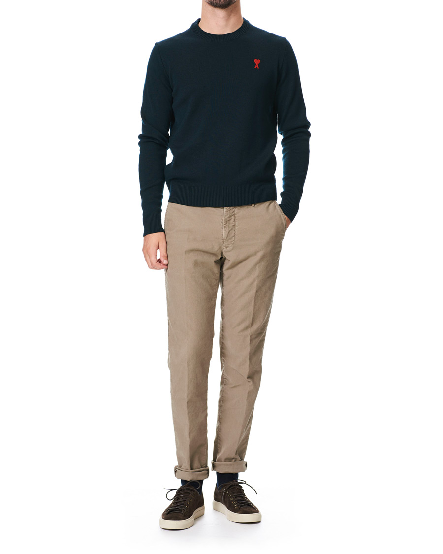 Herre | Gensere | AMI | Heart Logo Merino Sweater Dark Green